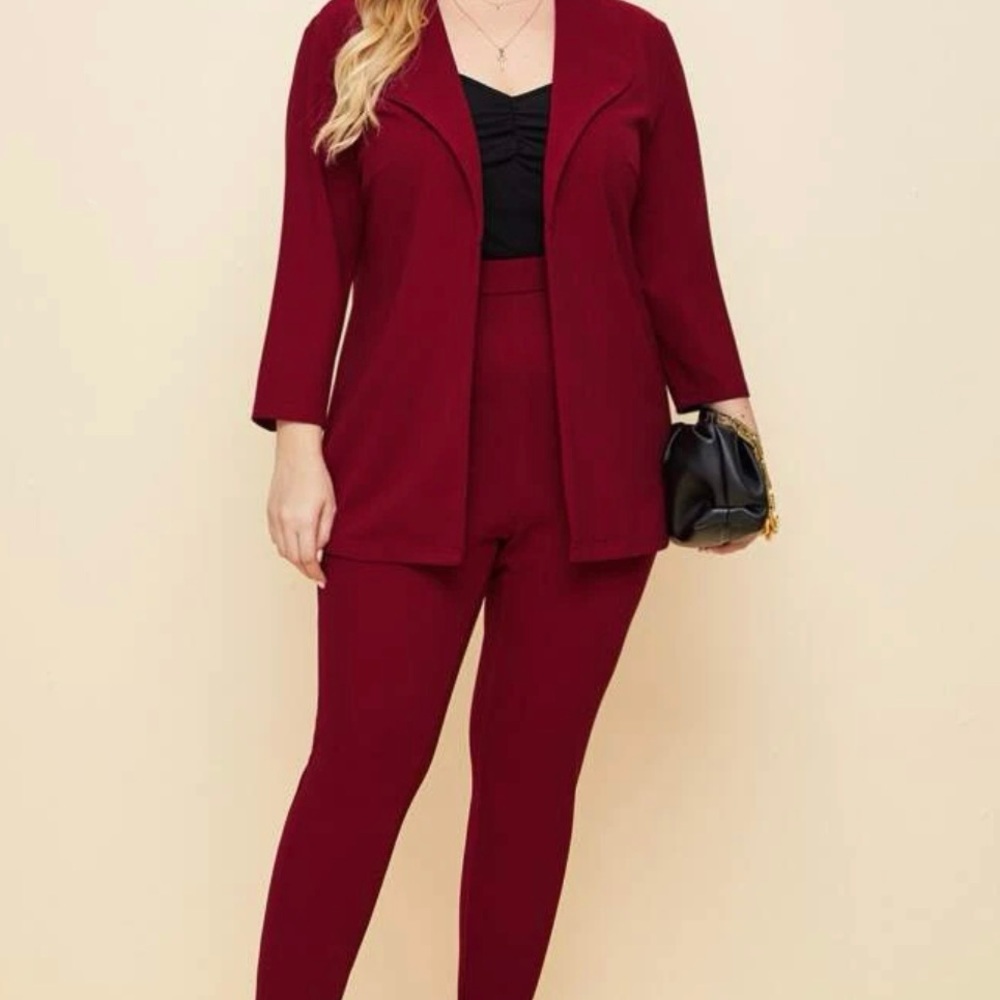 Dark red/maroon pantsuit set